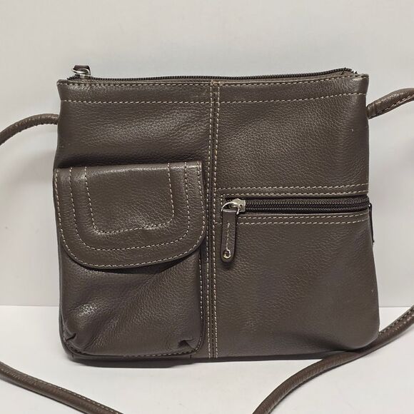 TIGNANELLO Pebble Brown Leather CrossBody Purse Convertible Two side Bag - Picture 1 of 9